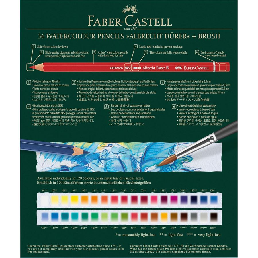 Faber-Castell - Crayons aquarellable Albrecht Dürer studio box de 36