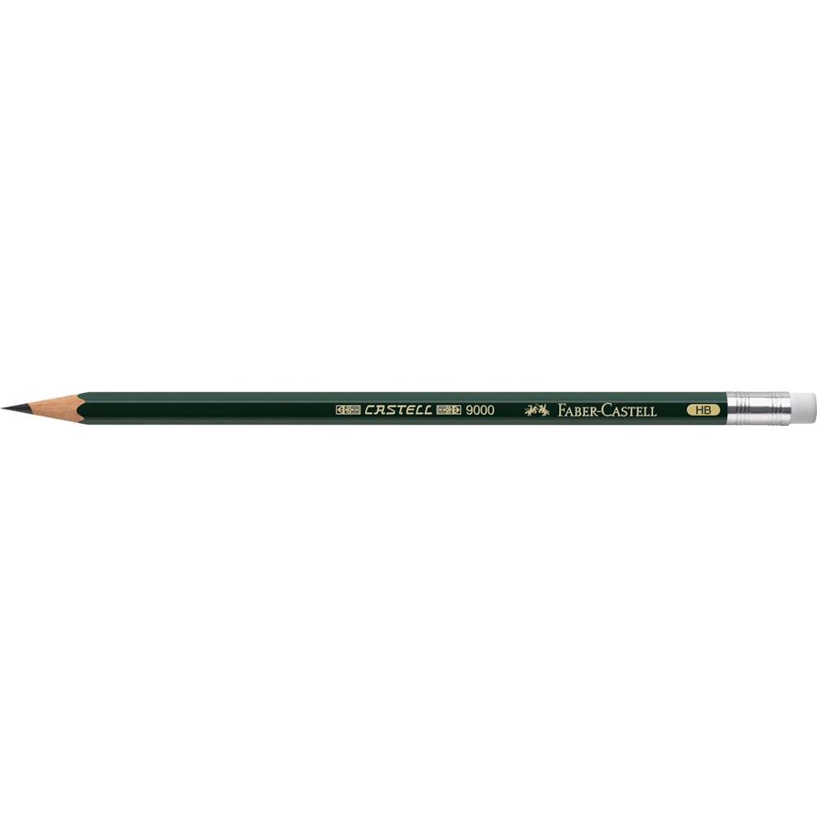 Faber-Castell - Crayon graphite Castell 9000 HB bout gomme