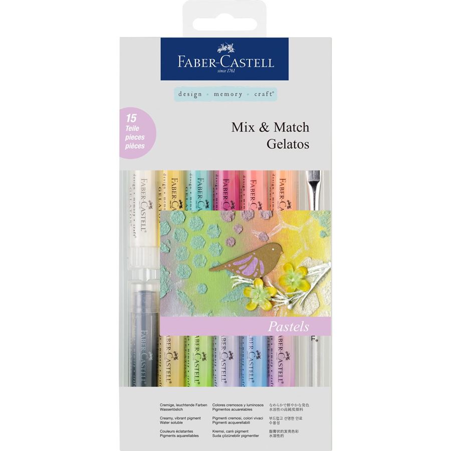 Faber-Castell - Craies aquarellables Gelatos tons pastels, 15 piéces set