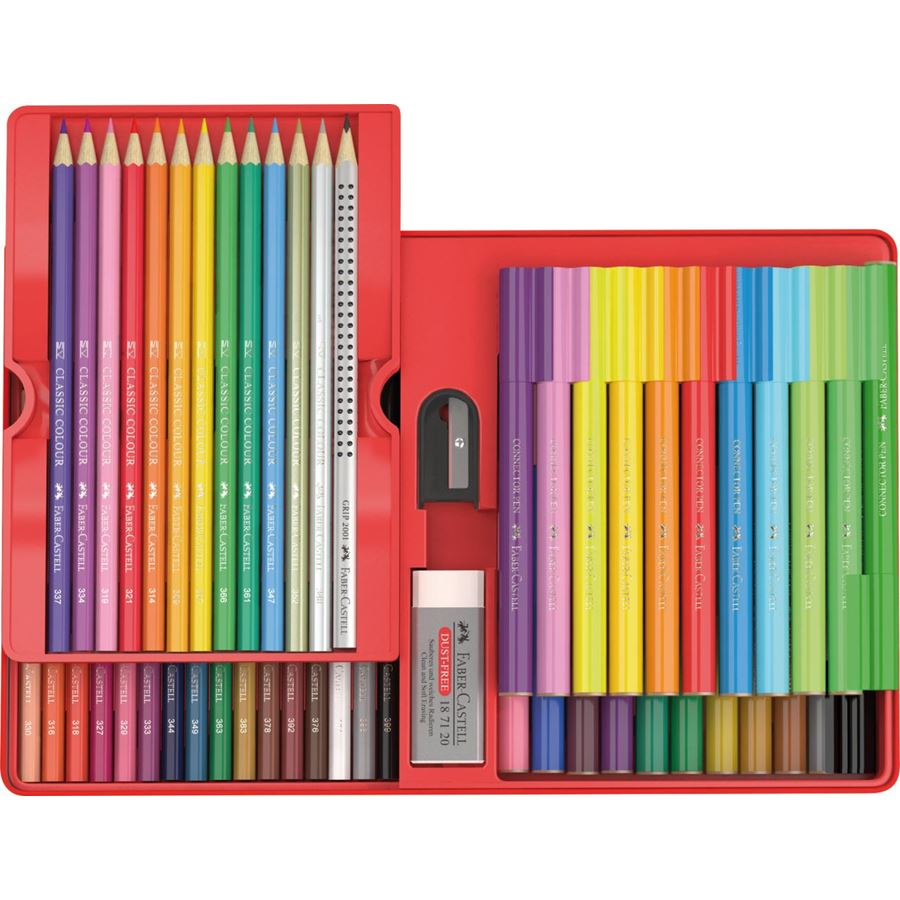 Faber-Castell - Colouring set Connector felt tip pen in a tin, 53 pieces
