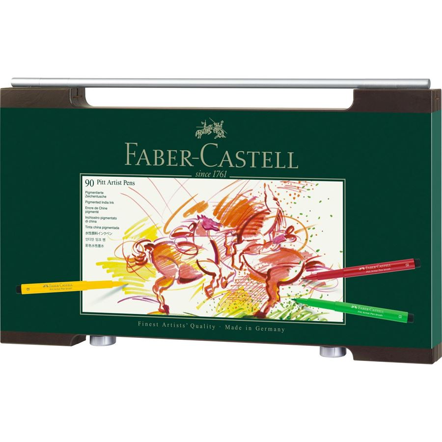 Faber-Castell - Feutres Pitt Artist Pen, coffret bois de 90