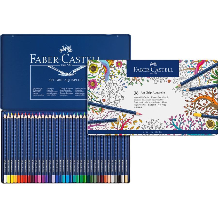 Faber-Castell - Crayon Art Grip Aquarelle boîte métal de 36