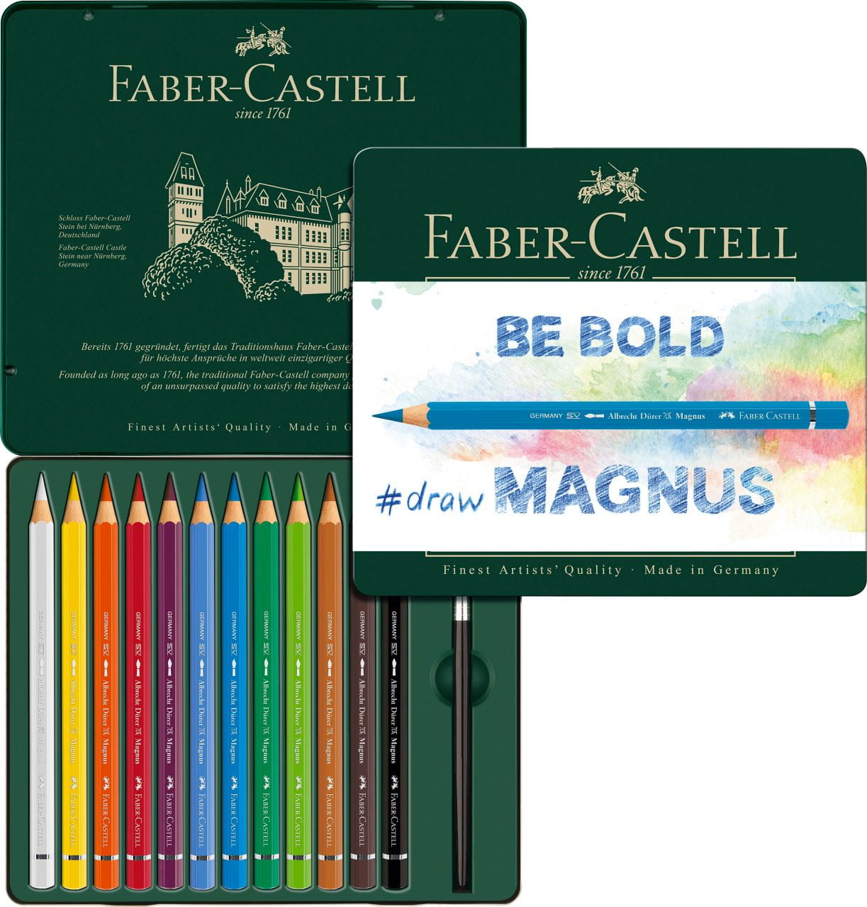 Faber-Castell - Crayon aquarellable Albrecht Dürer Magnus boîte métal de 12