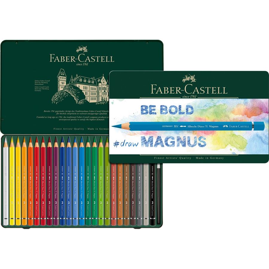 Faber-Castell - Crayons de couleur Albrecht Dürer Magnus boîte métal de 24