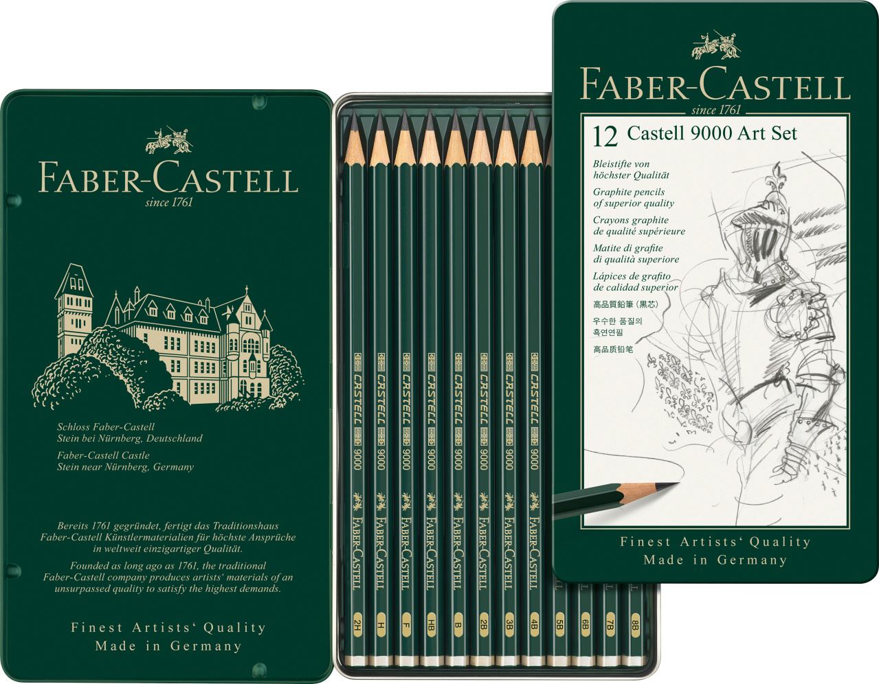 Faber-Castell - Castell 9000 graphite pencil, Art Set, tin of 12