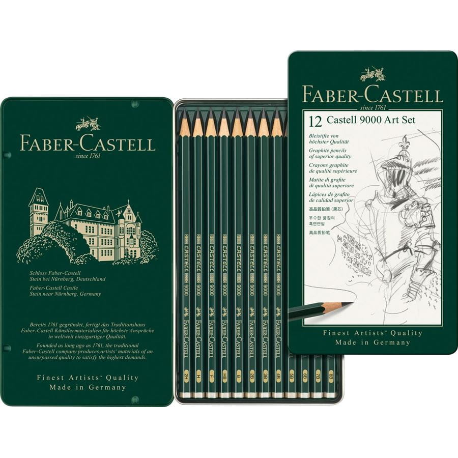 Faber-Castell - "Crayons graphite Castell 9000, set ""Art"" de 12"