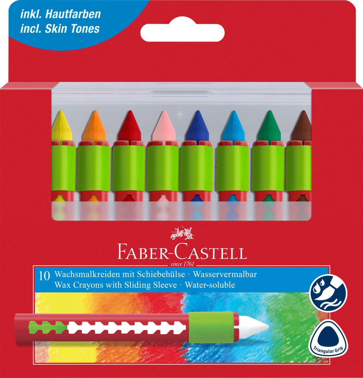 Faber-Castell - Boîte de 10 craies à la cire aquarellables