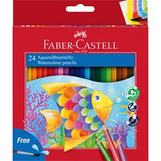 Faber-Castell - Crayons aquarellables Étui de 24 - pinceau inclus