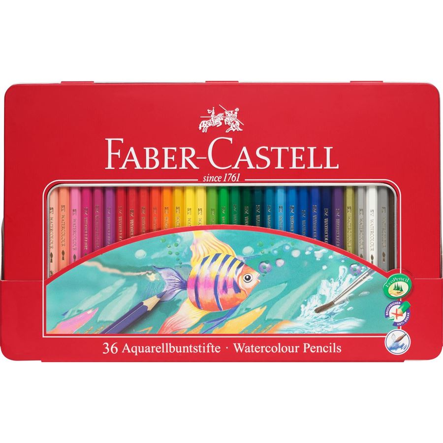 Faber-Castell - Boîte métal crayons aquarellables x 36