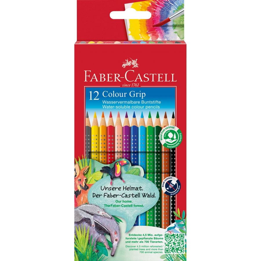 Faber-Castell - Crayon de couleur Colour Grip étui de 12 pièces