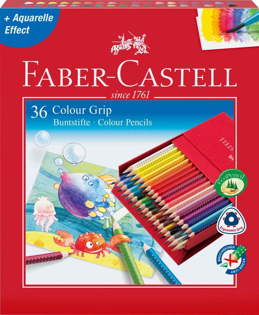 Faber-Castell - Crayon de couleur Colour Grip studio box de 36
