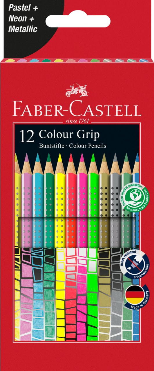 Faber-Castell - Etui x12 crayons de couleur spéciales Colour Grip