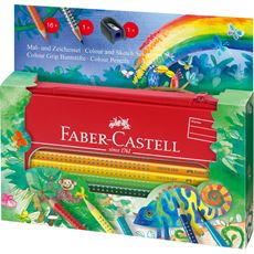 Faber-Castell - Colour Grip colouring set Jungle in a tin, 18 pieces