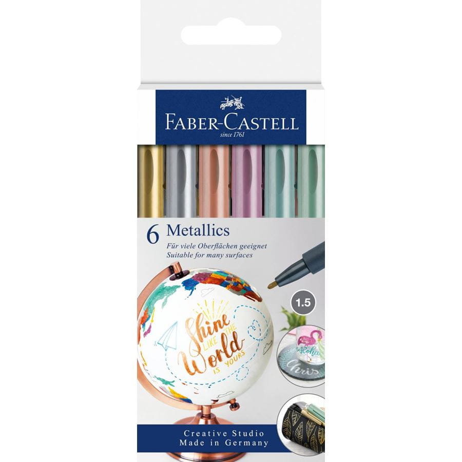 Faber-Castell - Metallics Marker, cardboard wallet of 6