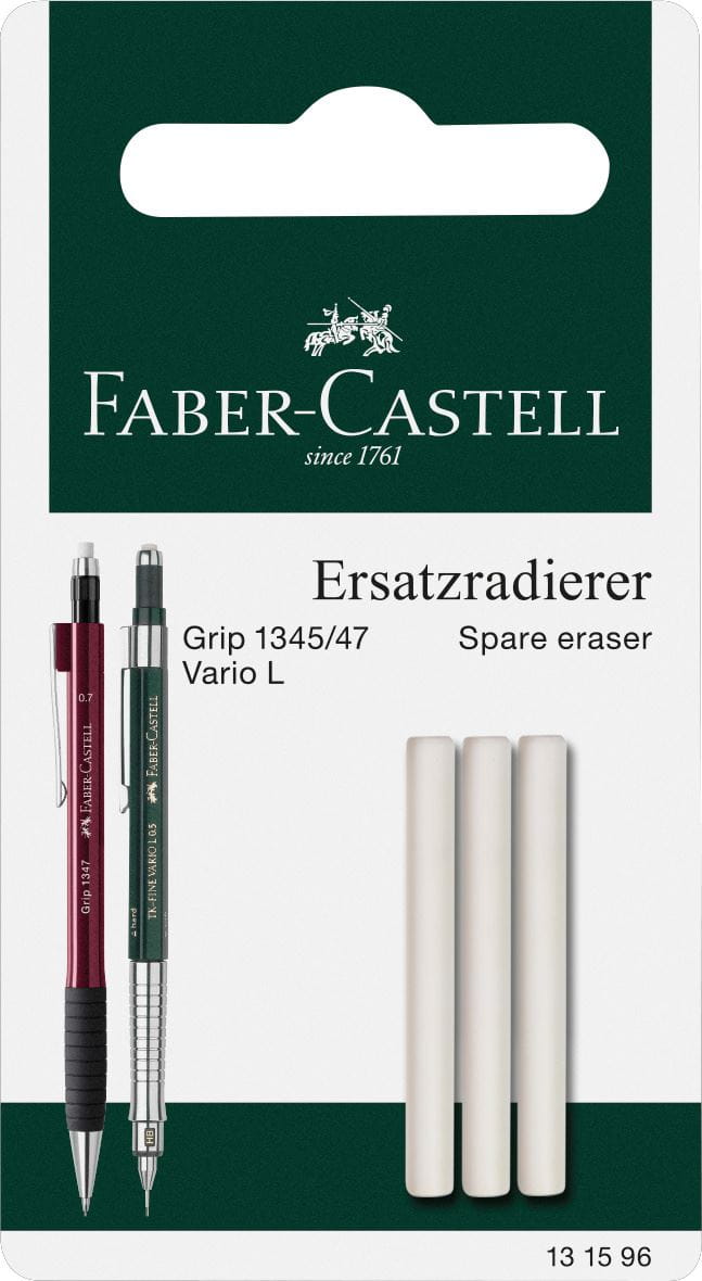 Faber-Castell - Grip 1345/47 spare erasers for mechanical pencil, set of 3
