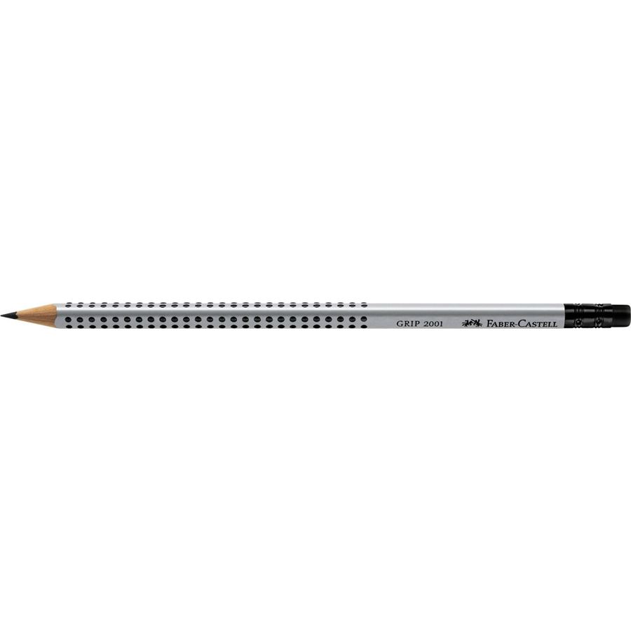 Faber-Castell - Grip 2001 graphite pencil with eraser, HB, silver