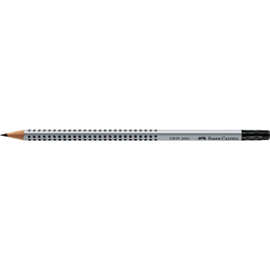 Faber-Castell - Grip 2001 graphite pencil with eraser, B, silver