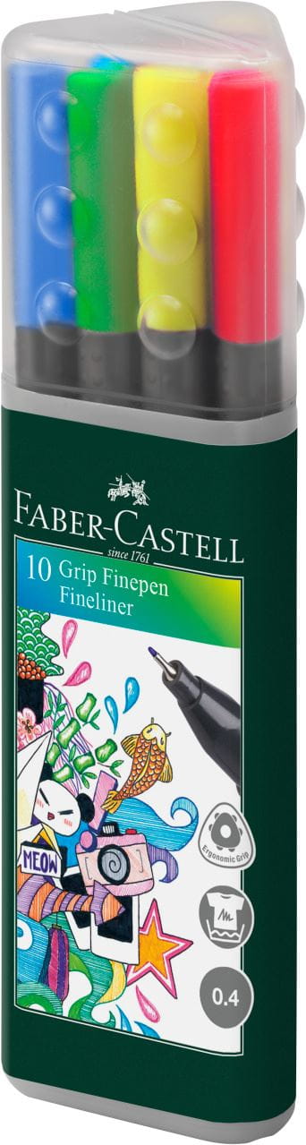 Faber-Castell - Feutre Grip Finepen tube plastique de 10