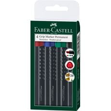 Faber-Castell - Grip Marker Permanent, chisel tip, wallet of 4