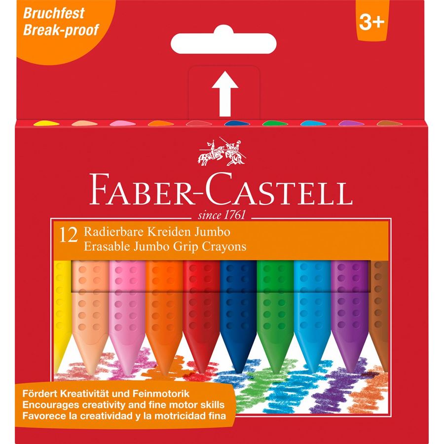 Faber-Castell - Craies effaçables Jumbo Grip étui de 12