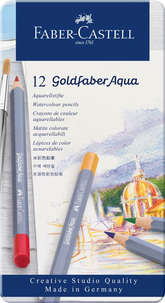 Faber-Castell - Crayon Goldfaber Aquarelle boîte métal de 12 pièces
