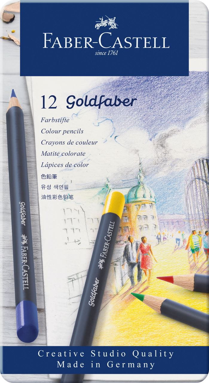 Faber-Castell - Crayon de couleur Goldfaber boîte métal de 12 pièces