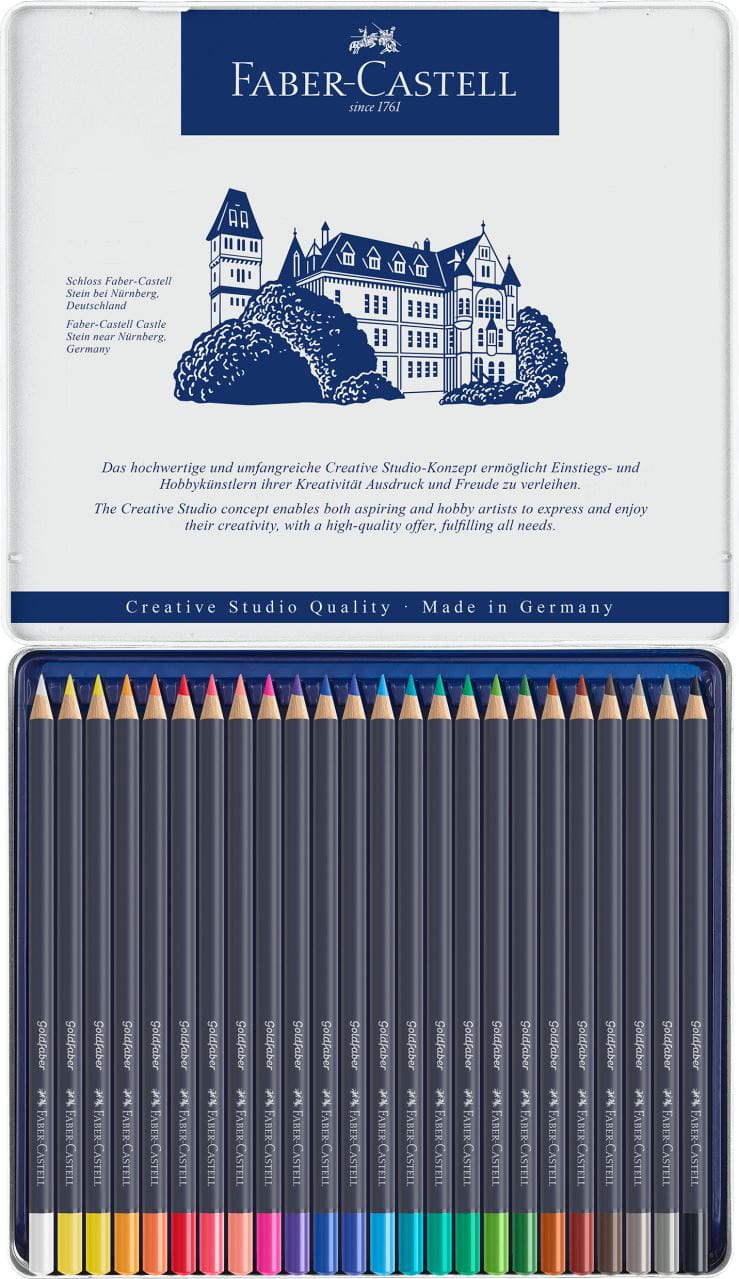 Faber-Castell - Crayon de couleur Goldfaber boîte métal de 24 pièces