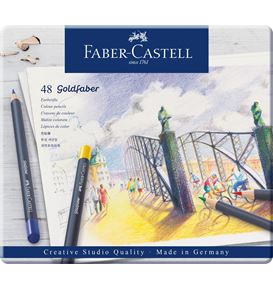Faber-Castell - Crayon de couleur Goldfaber boîte métal de 48 pièces