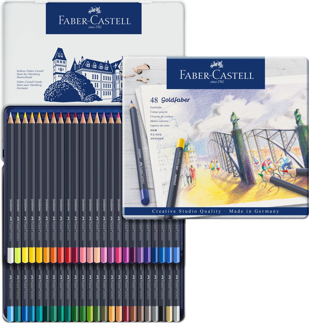 Faber-Castell - Crayon de couleur Goldfaber boîte métal de 48 pièces
