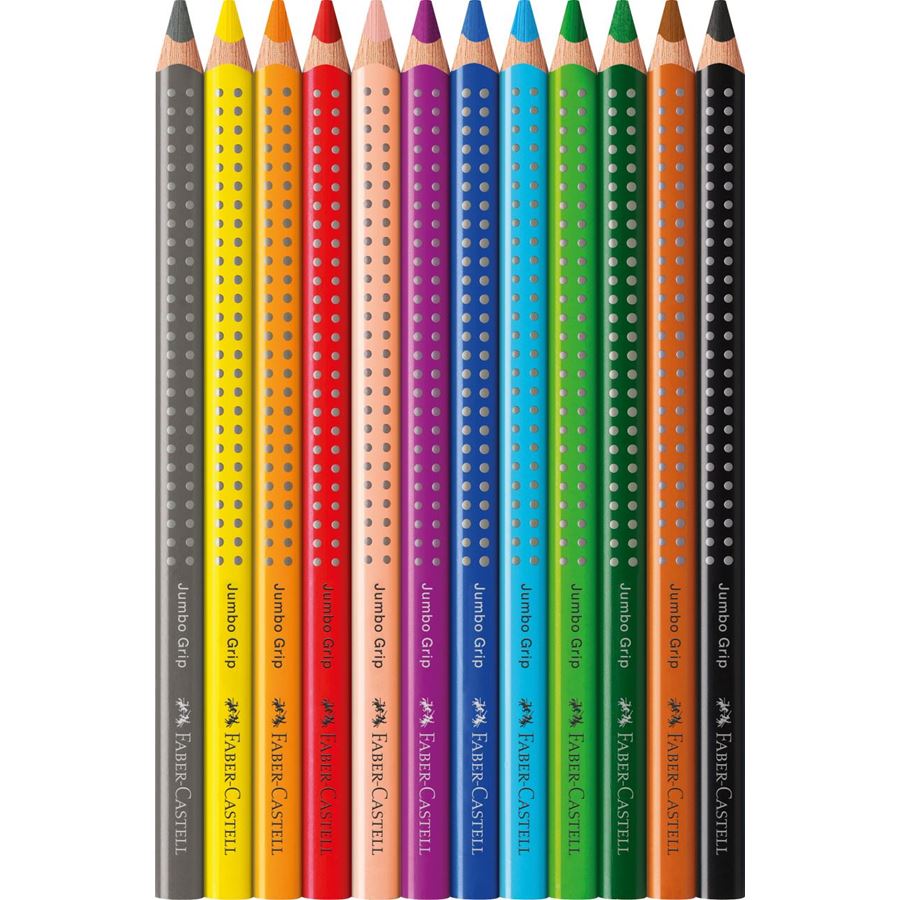 Faber-Castell - Crayons de couleur Jumbo Grip étui de 12