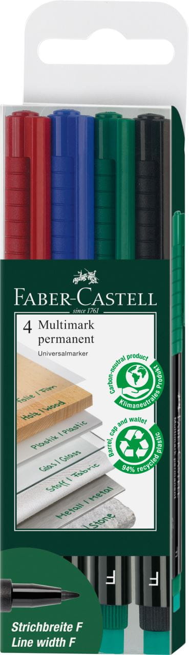 Faber-Castell - Multimark overhead marker permanent, F, wallet of 4