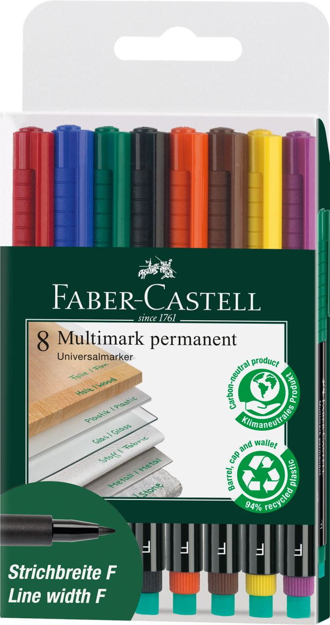Faber-Castell - Feutre multiusage Multimark permanent F étui de 8