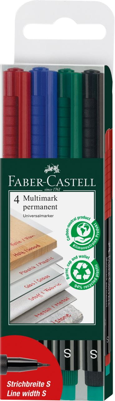 Faber-Castell - Multimark overhead marker permanent, S, wallet of 4