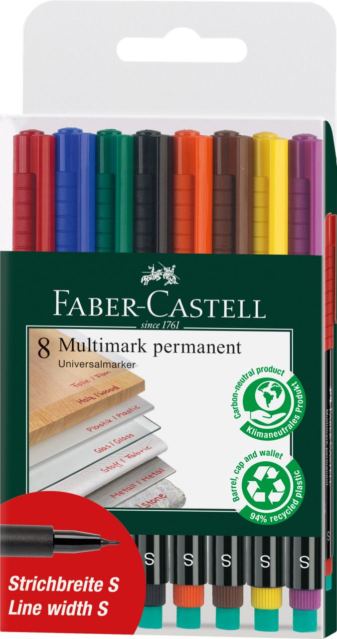 Faber-Castell - Feutre multiusage Multimark permanent S étui de 8