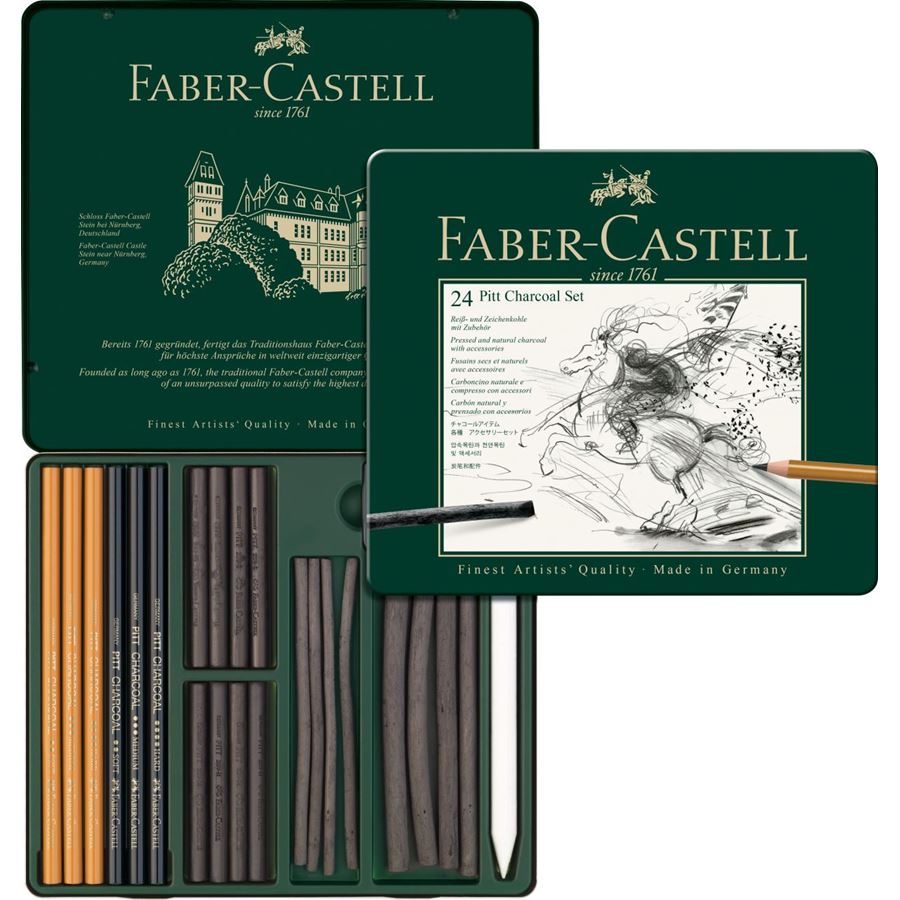Faber-Castell - Pitt Charcoal set, tin of 24