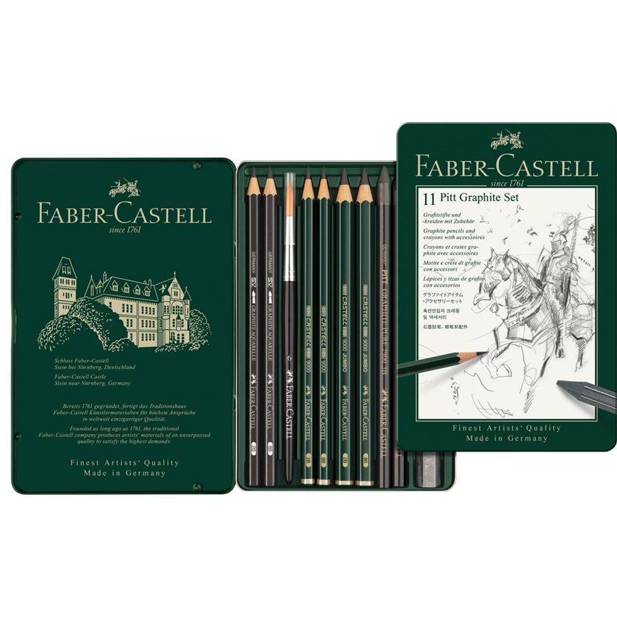 Faber-Castell - Set de crayons Pitt Graphite, boîte métal de 11 pièces