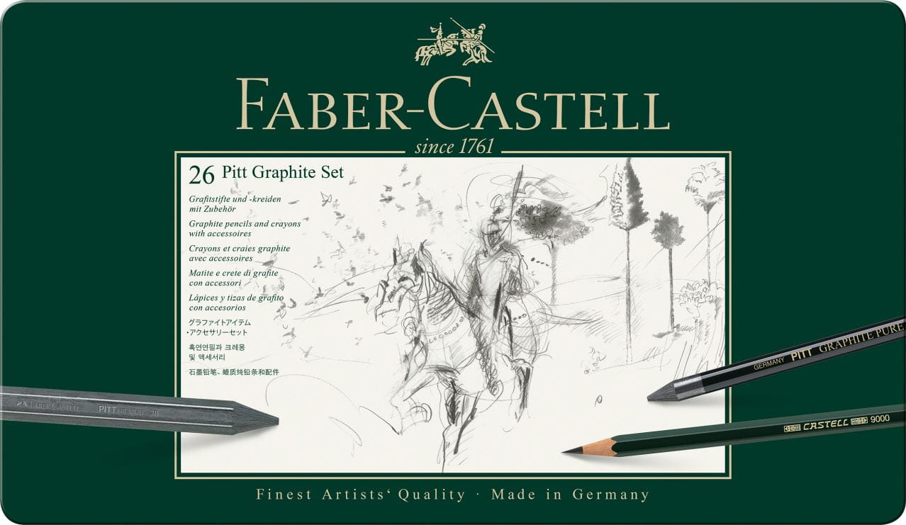 Faber-Castell - Set de crayons Pitt Graphite, boîte métal de 26 pièces