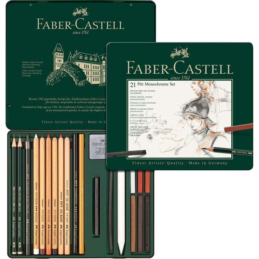 Faber-Castell - Pitt Monochrome set, tin of 21