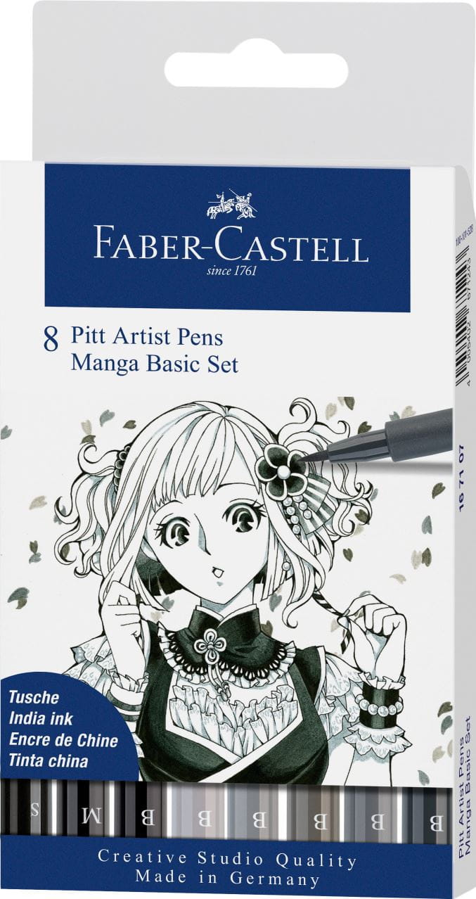 Faber-Castell - Feutre Pitt Artist Pen, boîte de 8, Manga