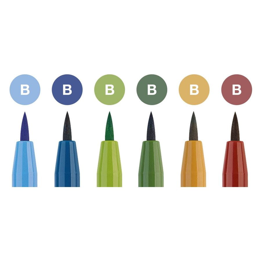 Faber-Castell - Feutre Pitt Artist Pen, boîte de 6, couleurs paysage