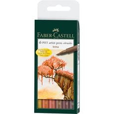 Faber-Castell - Feutre Pitt Artist Pen, boîte de 6, couleurs terre