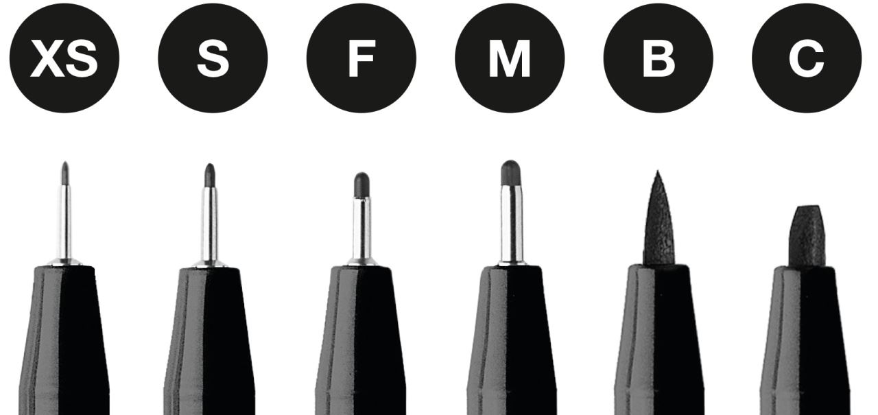 Faber-Castell - Feutre Pitt Artist Pen, boîte de 6, noir, XS/S/F/M/B/C