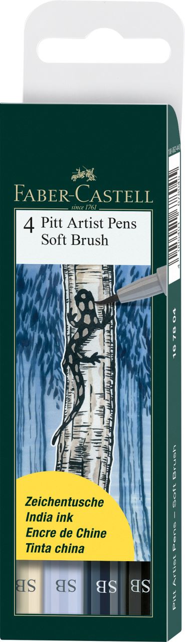 Faber-Castell - Feutre Pitt Artist Pen Soft Brush, boîte de 4