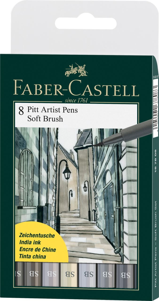 Faber-Castell - Feutre Pitt Artist Pen Soft Brush, boîte de 8