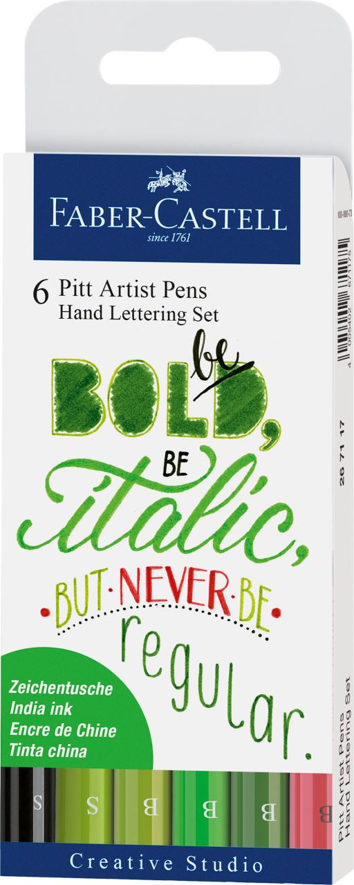 Faber-Castell - Feutres Pitt Artist Pen, boîte de 6, Lettering vert