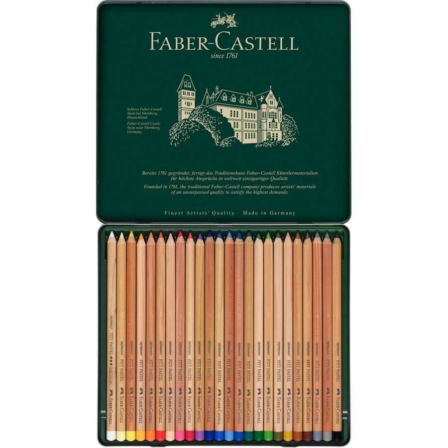 Faber-Castell - Crayon Pitt Pastel boîte métal de 24 pièces