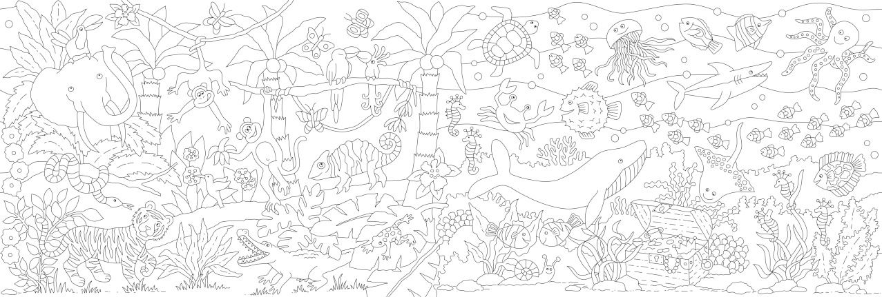 Faber-Castell - Rouleau de coloriage motif Jungle et Monde sous-marin