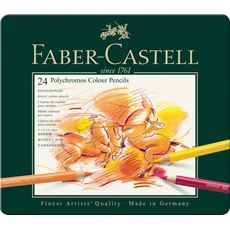 Faber-Castell - Crayons de couleur Polychromos, boîte métal de 24 pièces