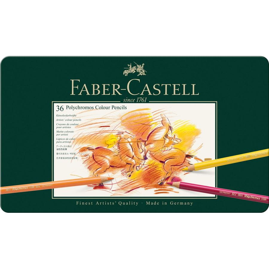 Faber-Castell - Polychromos colour pencil, tin of 36