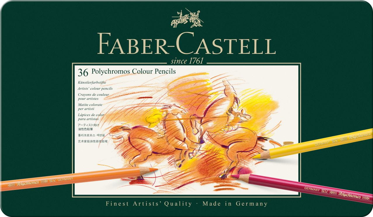 Faber-Castell - Crayons de couleur Polychromos, boîte métal de 36 pièces